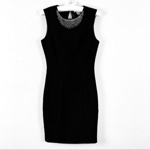 H&M Black Midi Dress With Collar Embellishment
